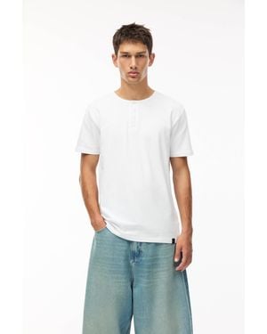 Pull&Bear Short Sleeve T-Shirt With Buttons - White