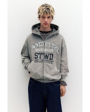 Pull&Bear Stwd Zip-Up Hoodie - Green