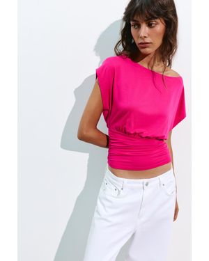Pull&Bear Asymmetric Sash-Waist Top - Pink