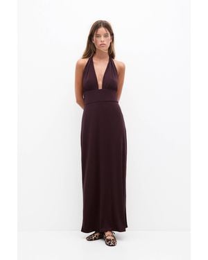 Pull&Bear Halter Neck Midi Dress - Purple
