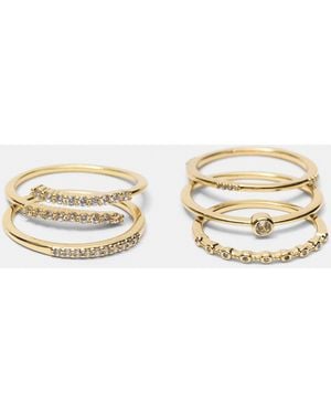Pull&Bear Pack Of 5 Shimmery Rings - Metallic