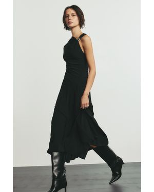 Pull&Bear Buckle Midi Dress - Black