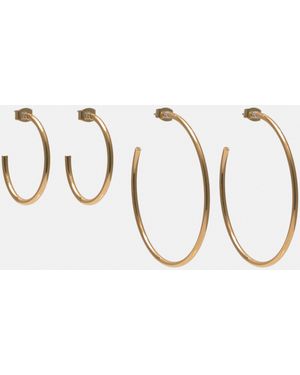 Pull&Bear Pack Of 2 Basic Hoop Earrings - Metallic