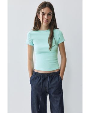 Pull&Bear Fitted Short Sleeve T-Shirt - Blue