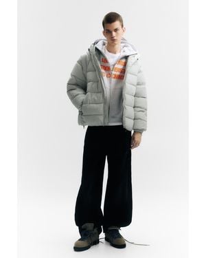 Pull&Bear Stwd Hooded Puffer Jacket - White