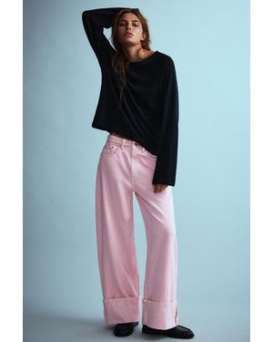 Pull&Bear Baggy Jeans With Turn-Up Hems - Pink