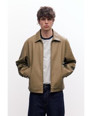 Pull&Bear Washed Faux Leather Jacket - Natural