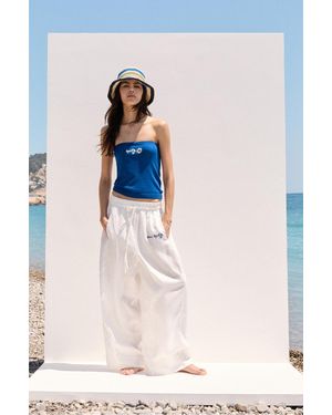 Pull&Bear Henri Matisse Linen Barrel Trousers - White