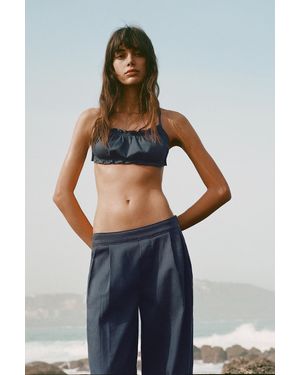 Pull&Bear Gathered Strappy Top - Blue