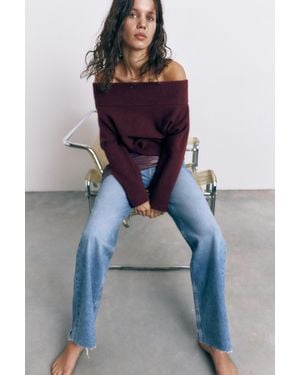 Pull&Bear Soft Knit Bardot Jumper - Red