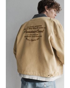 Pull&Bear Jacke Mit Kontrastkragen Und Stickerei - Natur