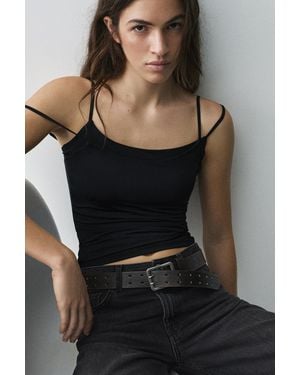 Pull&Bear Basic Top With Adjustable Straps - Black