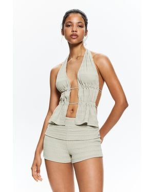 Pull&Bear Rustic Shorts With Fold-Over Waist - White