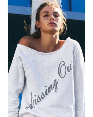 Pull&Bear Asymmetrisches Sweatshirt Mit Grafik - Weiß