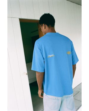 Pull&Bear Embroidered Graphic T-Shirt - Blue