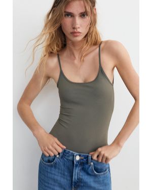 Pull&Bear Polyamide Bodysuit With Thin Straps - Blue