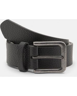 Pull&Bear Textured Leather Effect Belt - Black