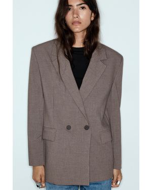 Pull&Bear Double-Breasted Blazer - Grey