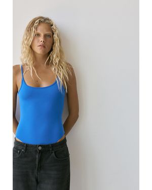 Pull&Bear Polyamide Bodysuit With Thin Straps - Blue