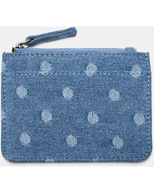 Pull&Bear Denim Polka Dot Card Holder - Blue