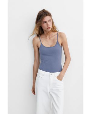 Pull&Bear Polyamide Thin Strap Bodysuit - Blue