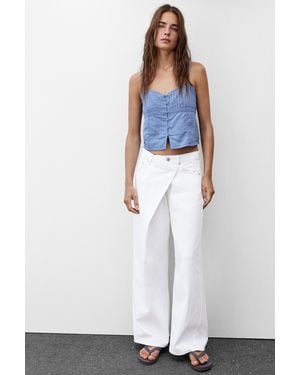 Pull&Bear Weiße Baggy-Jeans Mit Überkreuztem Bund