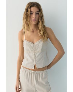 Pull&Bear Lace-Trim Camisole Crop Top - White