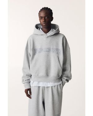 Pull&Bear Printed Bear Graphic Hoodie - Grey