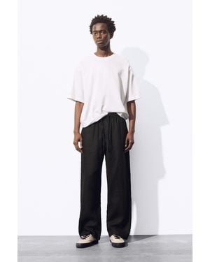 Pull&Bear 100% Linen Jogger Trousers - White
