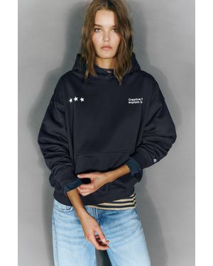 Pull&Bear Star Graphic Hoodie - Grey