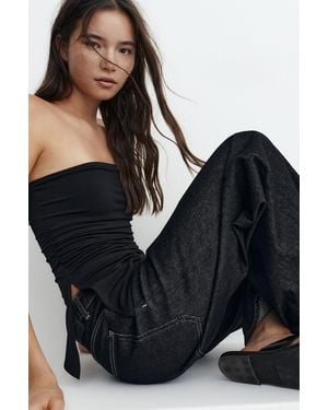 Pull&Bear Asymmetric Strapless Top - Black