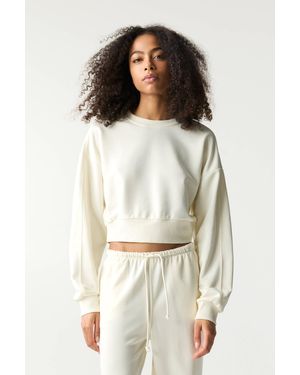 Pull&Bear Cropped Sweatshirt - White