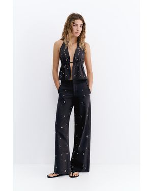 Pull&Bear Straight-Leg Jeans With Eyelets - Blue