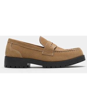 Pull&Bear Mokassins Aus Leder - Weiß