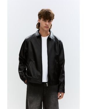 Pull&Bear Faux Leather Jacket - Black