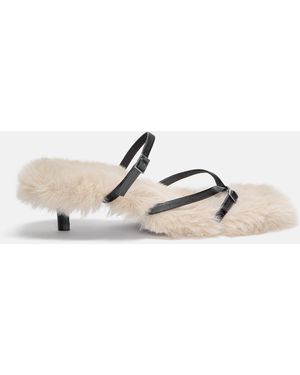 Pull&Bear Faux Fur High-Heel Sandals - Multicolour