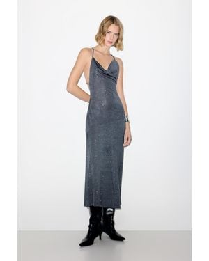 Pull&Bear Shimmery Draped Midi Dress - Blue