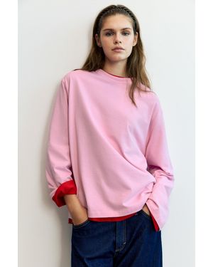 Pull&Bear Oversize T-Shirt Mit Langen Ärmeln - Pink