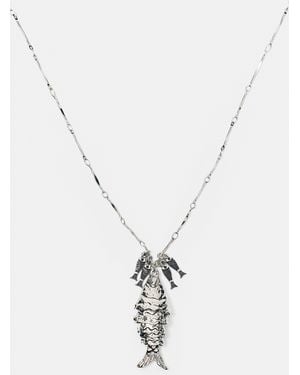 Pull&Bear Fish Necklace - White