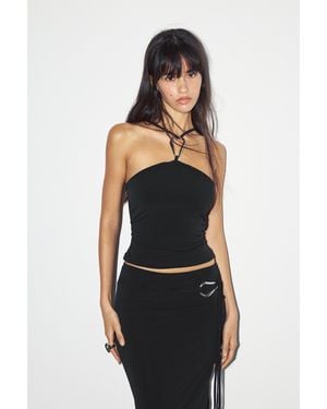 Pull&Bear Halter Top With Buckle - Black