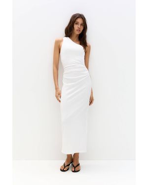 Pull&Bear Midikleid Asymmetrisch - Weiß