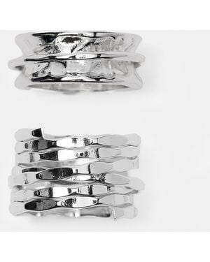 Pull&Bear 2Er-Pack Ringe Mit Textur - Grau