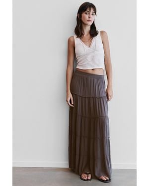 Pull&Bear Panelled Midi Skirt - Brown