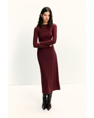 Pull&Bear Soft Draped Midi Dress - Purple
