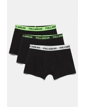 Pull&Bear 3-Pack Of Boxers With Neon Waistband - Green