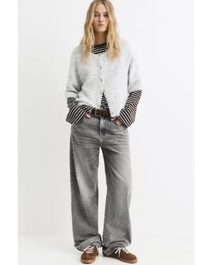 Pull&Bear Split Leather Trainers - Grey