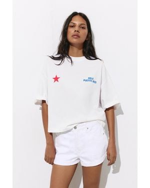 Pull&Bear Puerto Rico Graphic T-Shirt - White