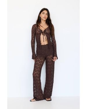 Pull&Bear Straight Fit Lace Trousers - Brown