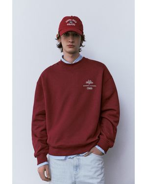 Pull&Bear Round Neck Sweatshirt - Red