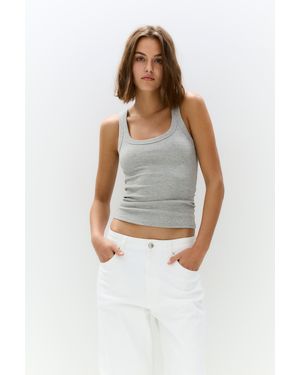 Pull&Bear Ribbed Tank Top - Grey
